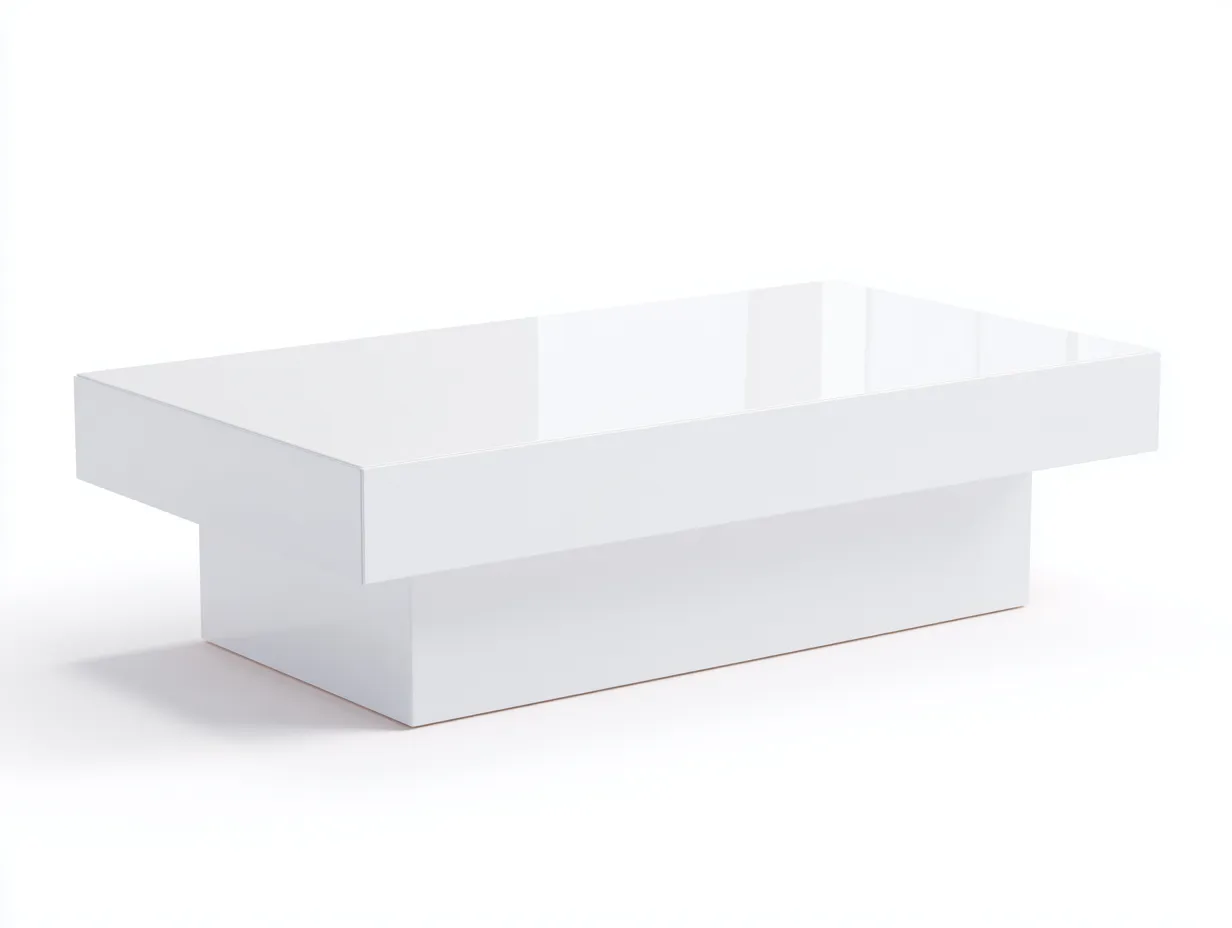 Mesa De Centro rectangular 120x60x40 cm - blanco - acabado alto brillo para salón-Varosohaus
