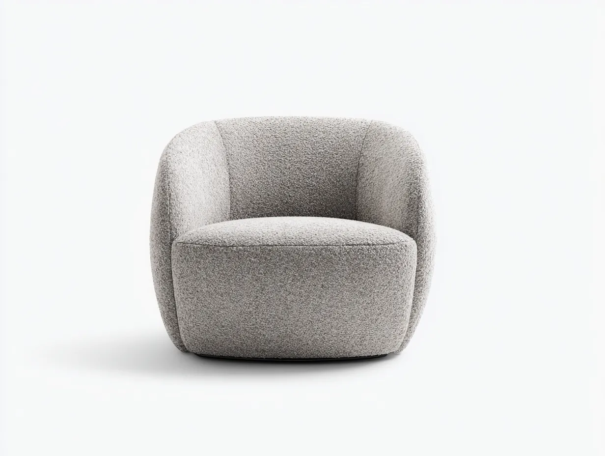 Sillón de bouclé 92x88x76 cm - gris piedra - para salón con respaldo envolvente-Varosohaus