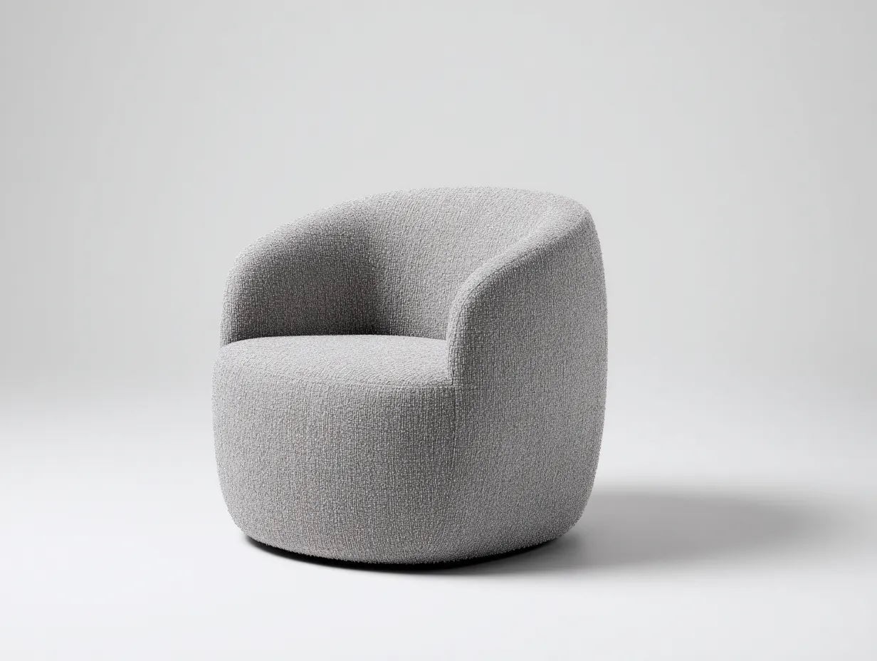Sillón tapizado en bouclé 90x86x75 cm - gris claro - para salón con diseño compacto-Varosohaus