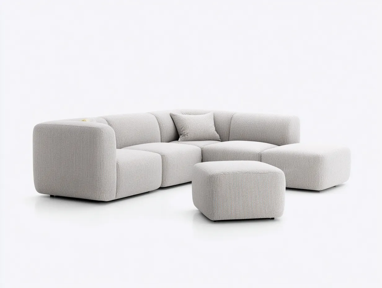 Conjunto De Sofá Esquinero modular 278x212x78 cm - beige - asiento amplio con reposapiés para salón-Varosohaus