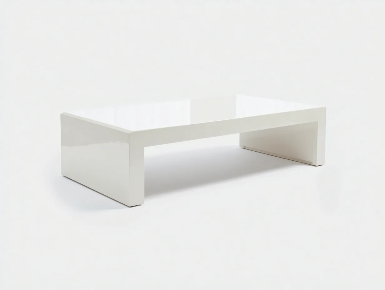 Mesa De Centro lacada 119x63x41 cm - blanco brillo - diseño puente para salón-Varosohaus