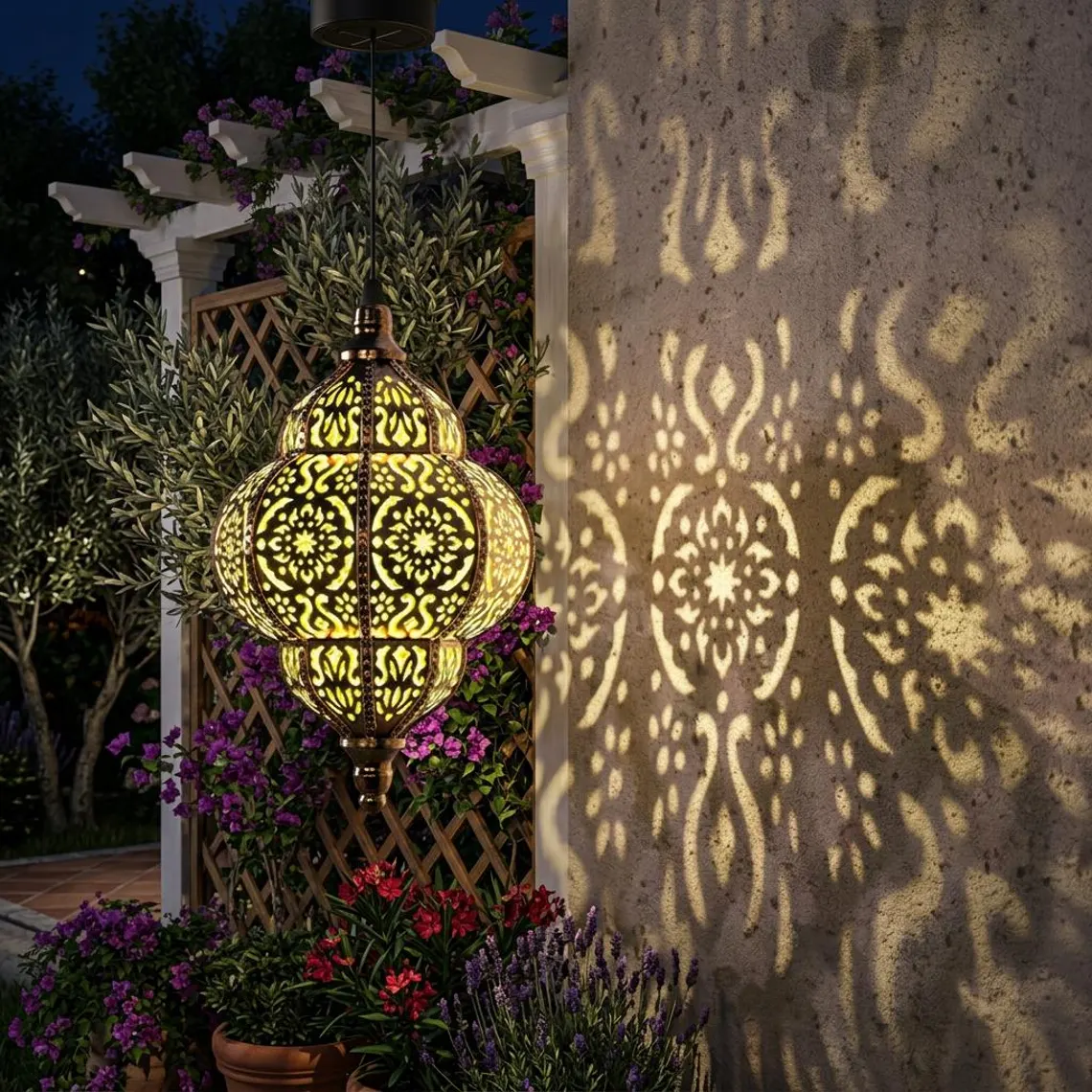 Moroccan Style Hanging Solar Lantern