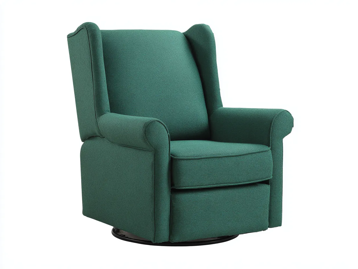 Sessel Ohrensessel mit grünem Stoffbezug 102x96x101 cm - Grün und Schwarz - drehbarer Sockel für Wohnzimmer-Malenronest