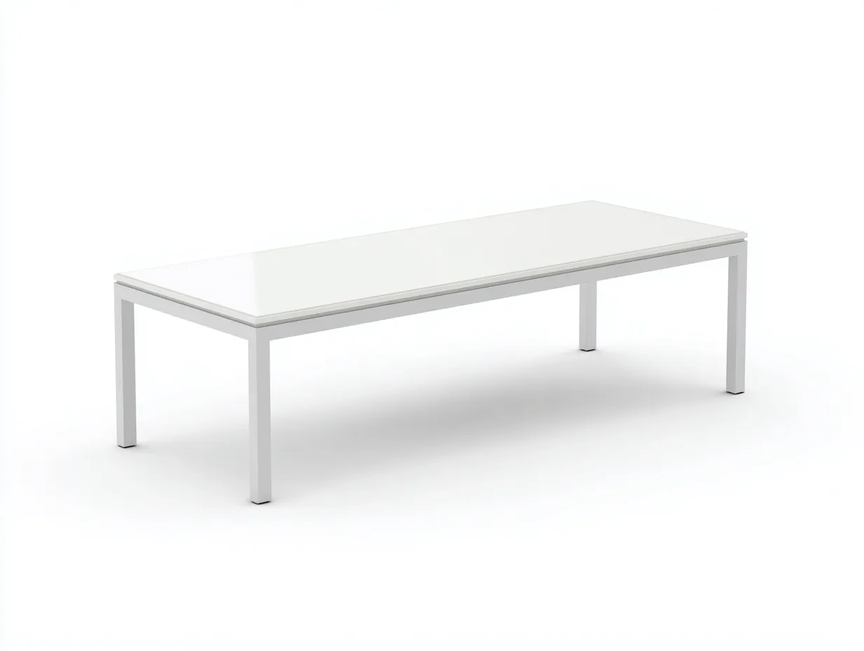 Couchtisch 132x62x38 cm - weiß und silberfarben - schlanker Metallrahmen für Wohnzimmer-Malenronest