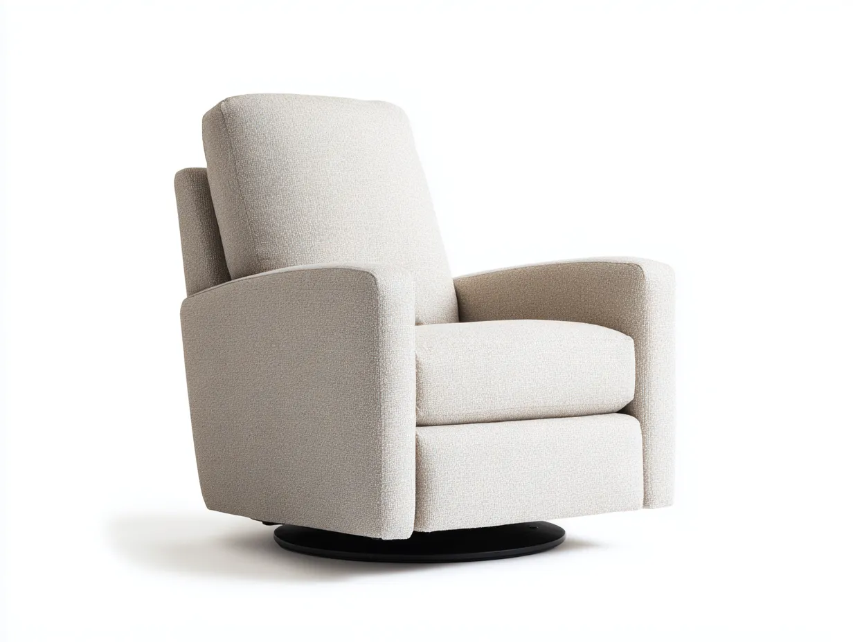Sessel Drehsessel aus strukturiertem Stoff 99x94x94 cm - Beige und Schwarz - moderne Form für Wohnzimmer-Malenronest