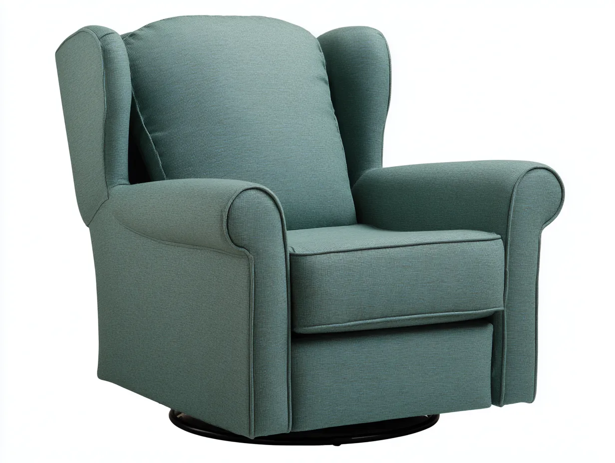 Sessel Relaxsessel aus türkisgrünem Strukturstoff 103x98x101 cm - Türkisgrün und Schwarz - hoher Rücken für Wohnzimmer-Malenronest