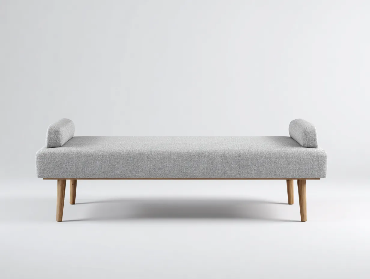 Sitzbank 164x62x52 cm - hellgrau und eiche natur - gepolsterte Abschlussrollen für Schlafzimmer-Malenronest