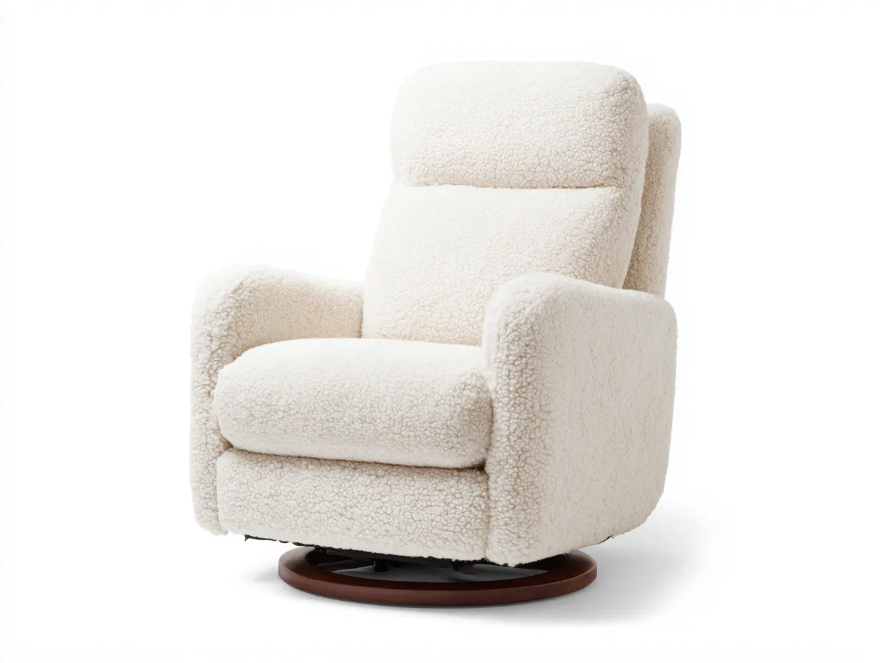 Sessel Drehsessel mit Bouclé Bezug 100x95x98 cm - Creme und Braun - runde Basis für Wohnzimmer-Malenronest