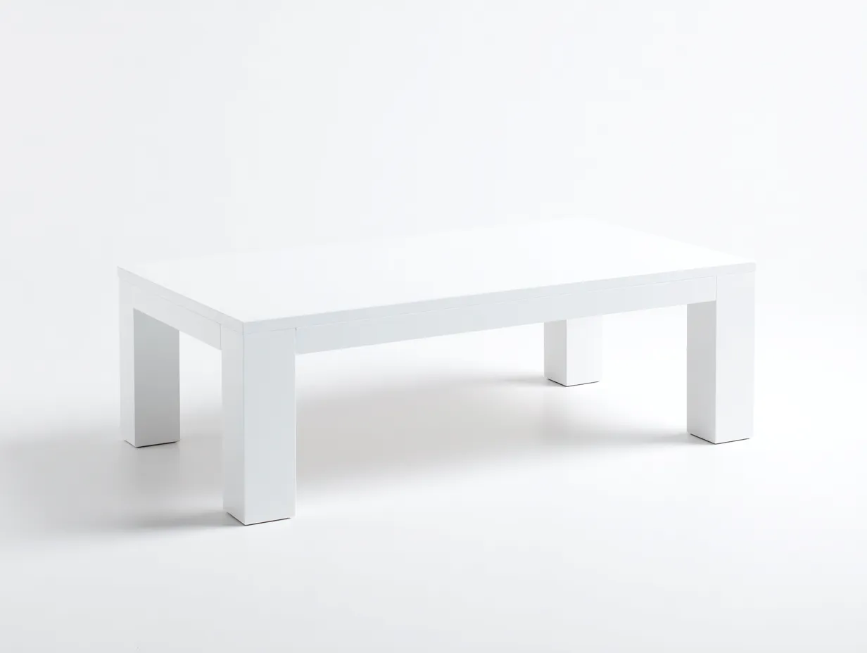 Couchtisch 120x68x38 cm - weiß - rechteckige Platte mit breiten Standbeinen für Wohnzimmer-Malenronest