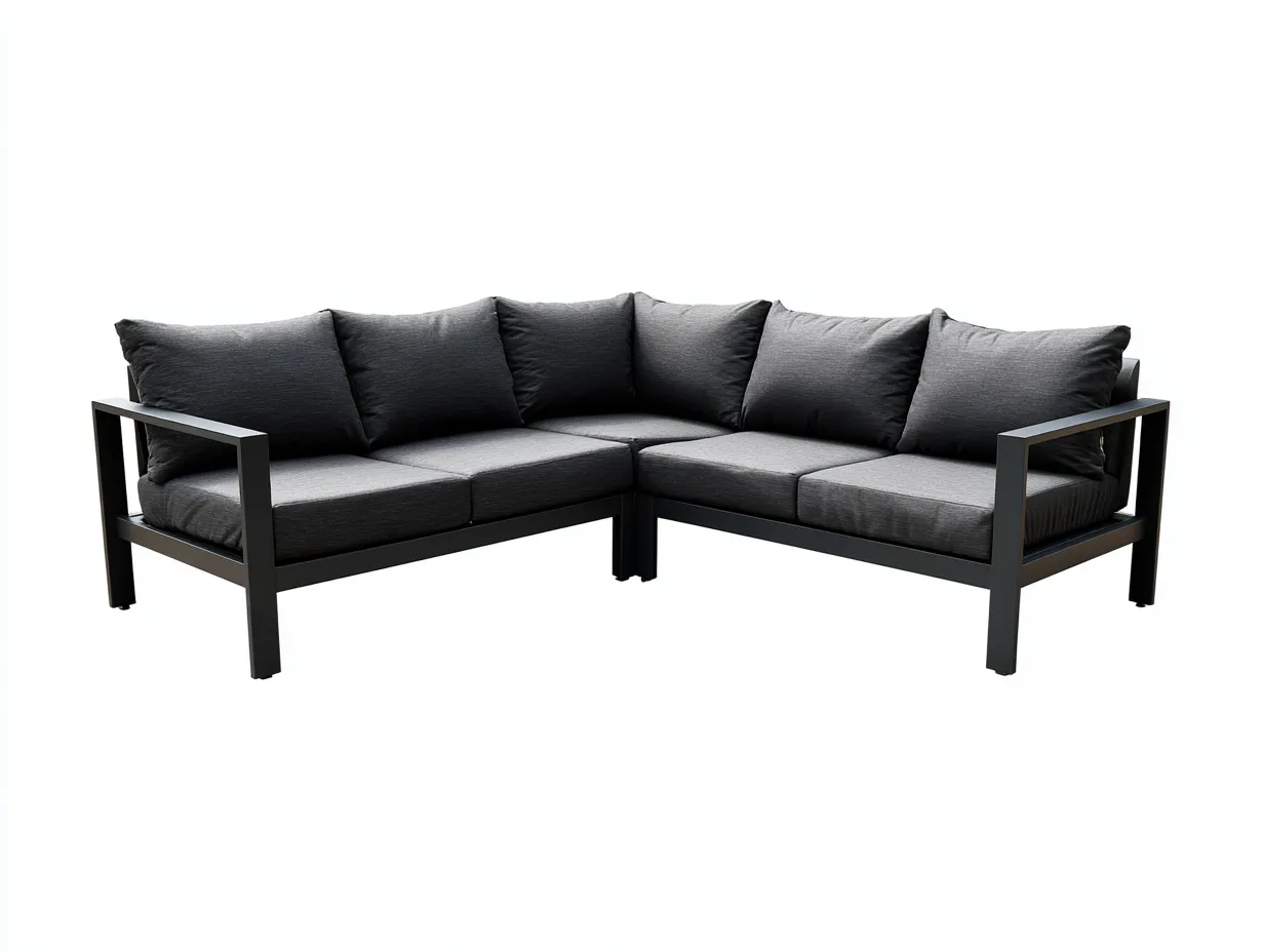 Ecksofa Outdoor mit Metallrahmen 270x270x78 cm - Dunkelgrau und Schwarz - für Garten und Terrasse-Malenronest