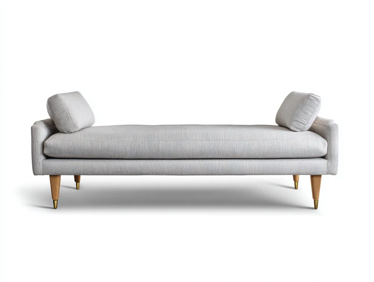 Sitzbank 160x62x56 cm - hellbeige und dunkelbraun - schmale Metallbeine für Schlafzimmer-Malenronest