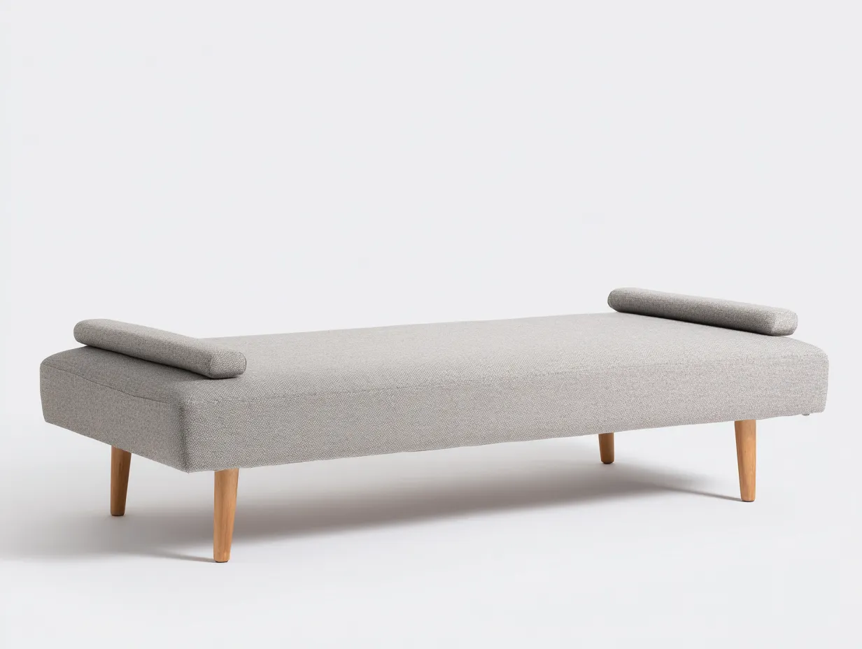 Sitzbank 162x61x49 cm - grau und naturholz - zylindrische Abschlussform für Schlafzimmer-Malenronest