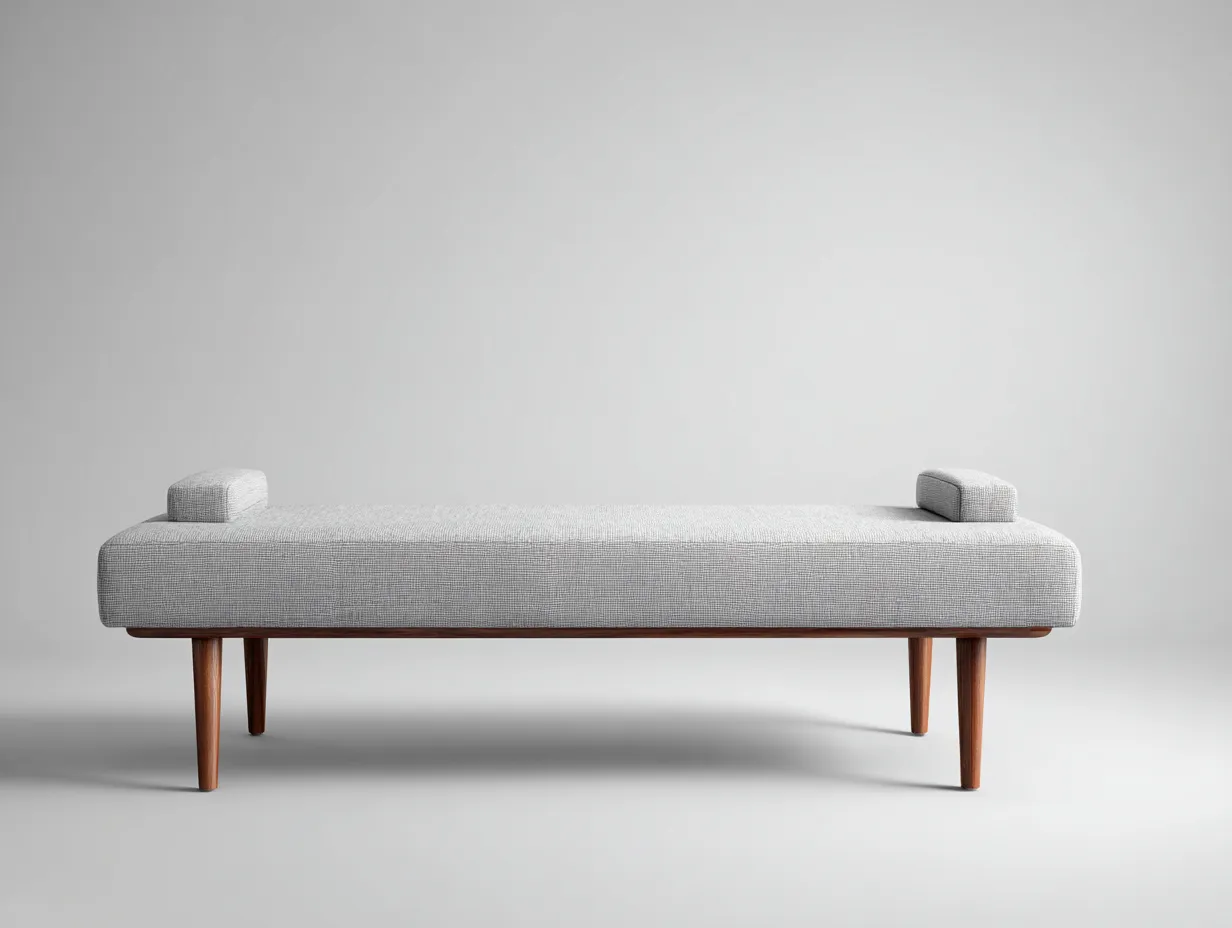 Sitzbank 162x60x50 cm - hellgrau und walnussbraun - lange Polsterfläche für Schlafzimmer-Malenronest