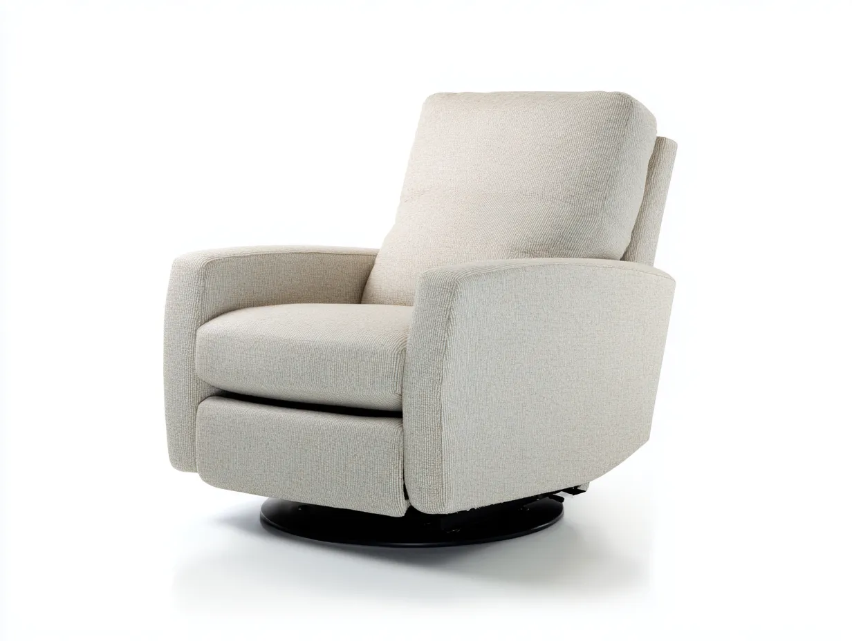Sessel Relaxsessel mit beigem Stoffbezug 104x98x95 cm - Beige und Schwarz - drehbarer Sockel für Wohnzimmer-Malenronest
