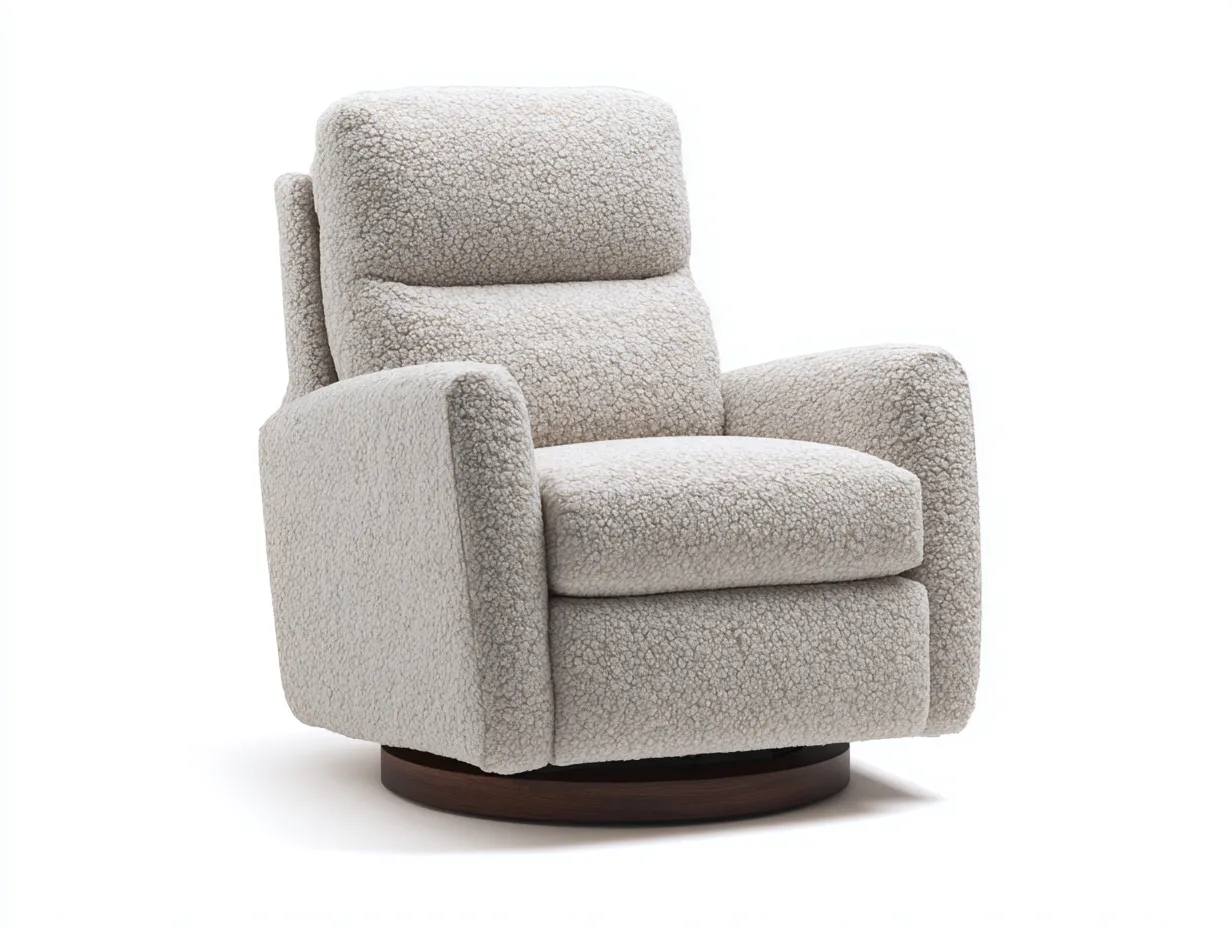 Sessel Drehsessel mit weichem Bouclé Bezug 102x96x98 cm - Creme und Braun - gemütlich für Wohnzimmer-Malenronest