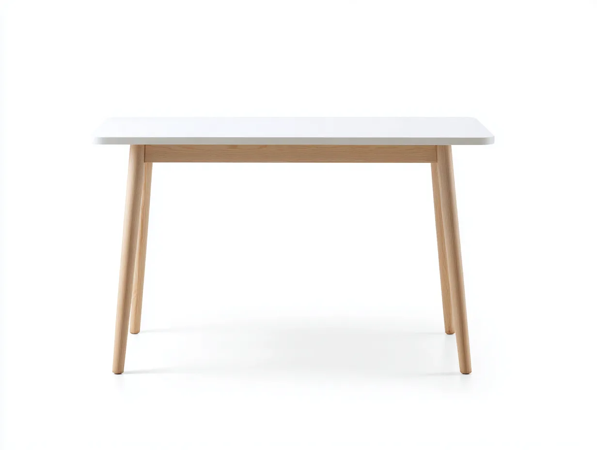 Esstisch 155x78x75 cm - Weiß und Natur - gerundete Tischplatte-Ziluxcorner