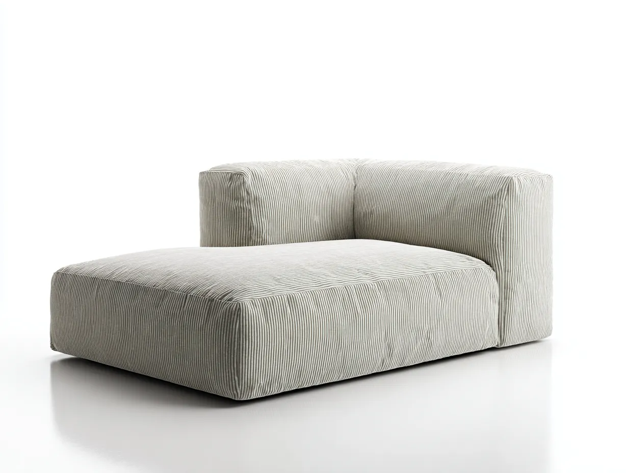 Chaiselongue Cordstoff 176x88x72 cm - Beige - bodennahes Lounge-Design für Wohnzimmer-Ziluxcorner