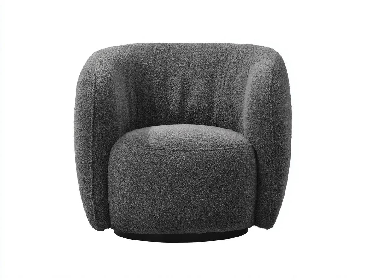 Sessel Bouclé 87x85x78 cm - Dunkelgrau - runder Loungesessel-Ziluxcorner