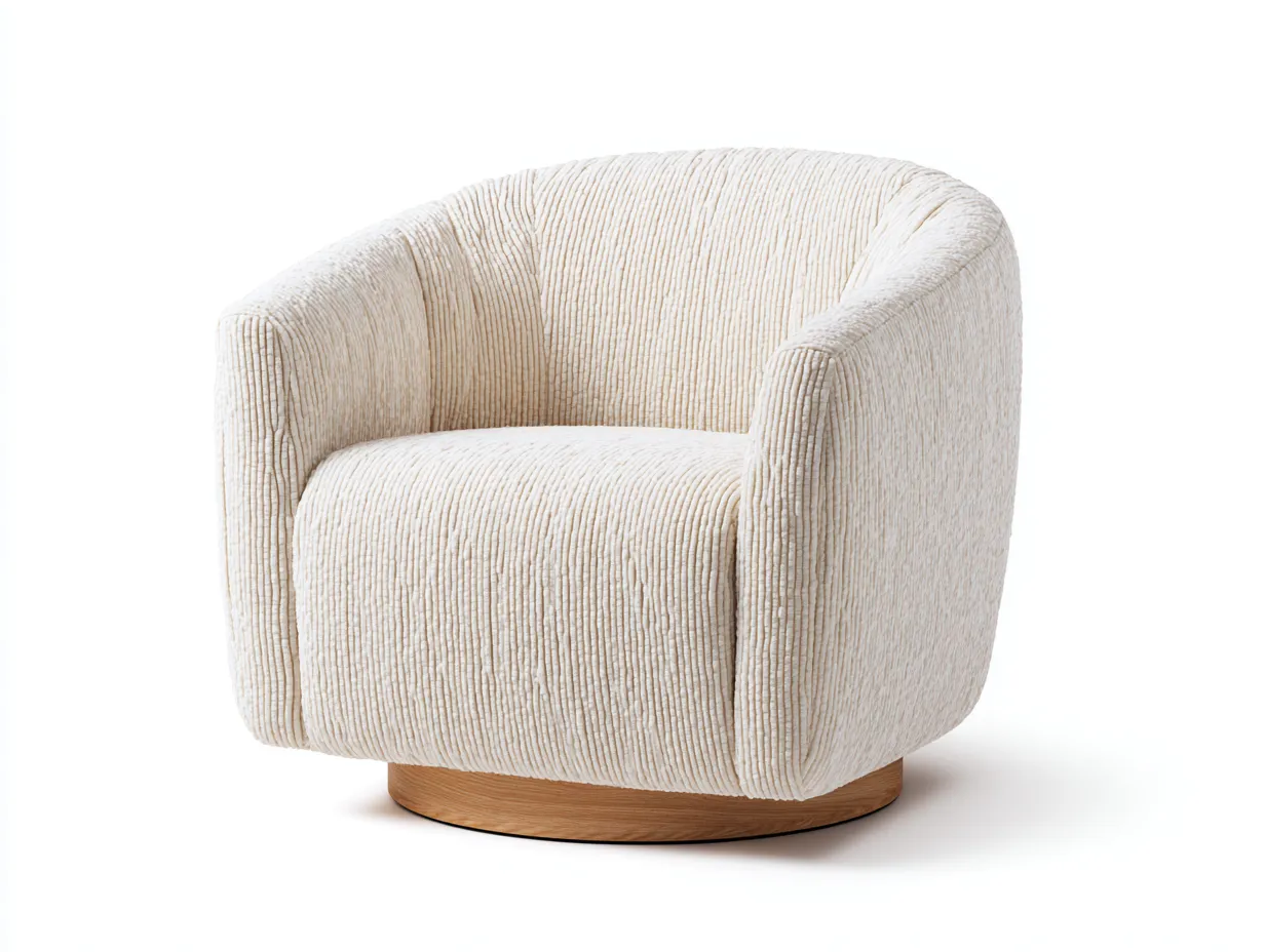 Sessel Cord 88x86x82 cm - Creme - runder Loungesessel mit Holzsockel-Ziluxcorner
