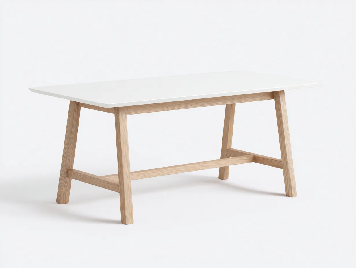 Esstisch Holz 180x90x76 cm - Weiß und Natur - stabiler Tisch mit Querstrebe-Ziluxcorner