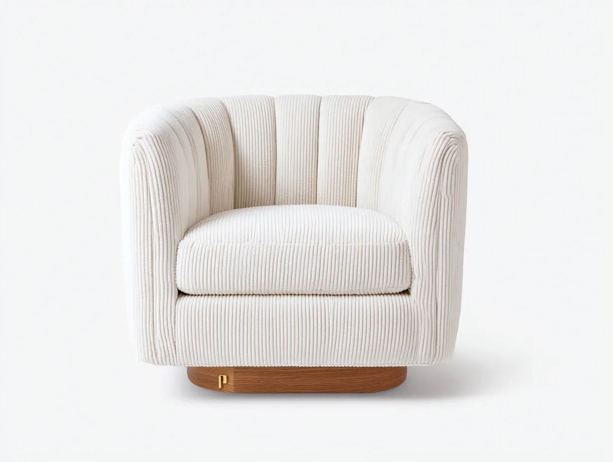 Sessel Cord 86x84x81 cm - Weiß - strukturierter Drehsessel für Wohnzimmer-Ziluxcorner