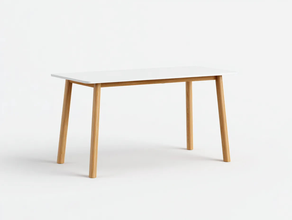 Esstisch 160x80x75 cm - Weiß und Natur - Tisch mit schrägen Beinen-Ziluxcorner