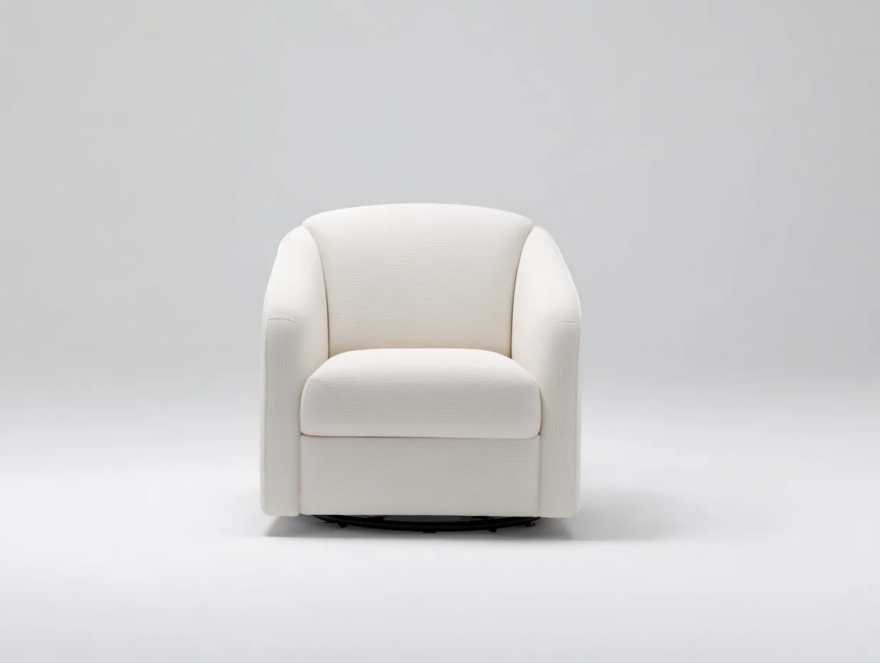 Sessel Strukturstoff 86x84x80 cm - Weiß - kompakter Drehsessel-Ziluxcorner