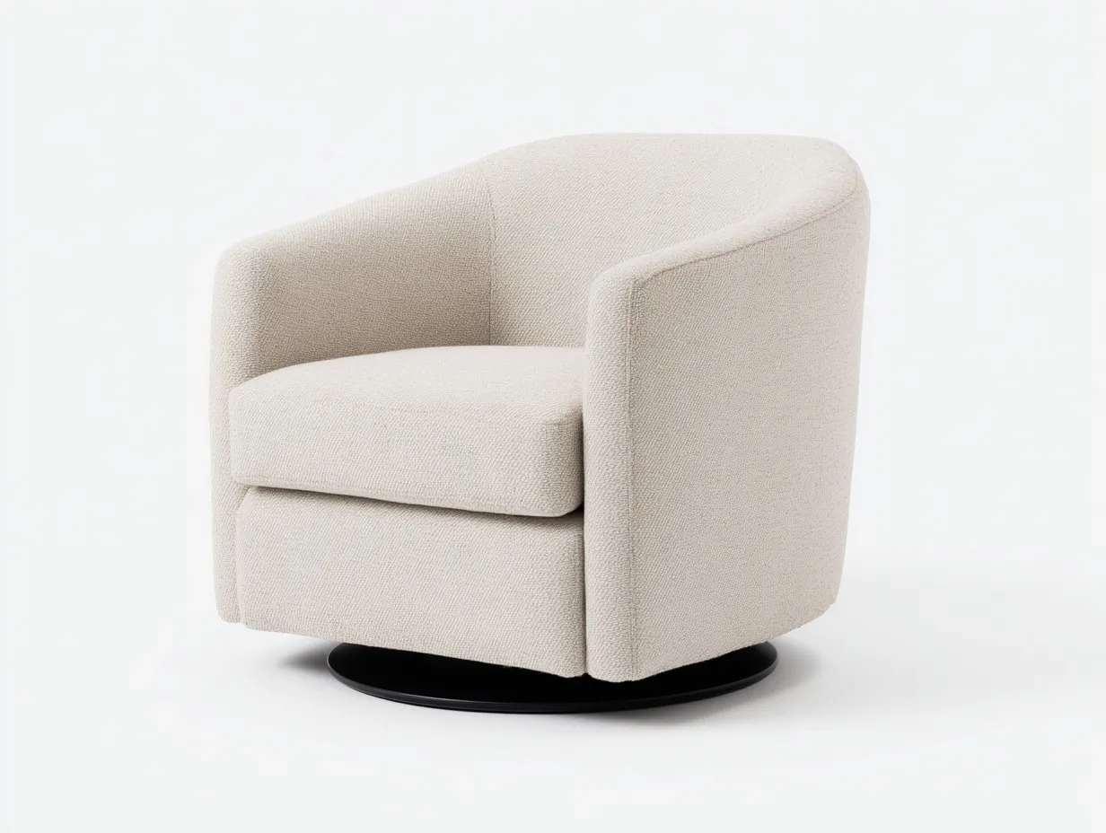 Sessel Stoff 87x85x83 cm - Creme - gepolsterter Drehsessel für Wohnzimmer-Ziluxcorner