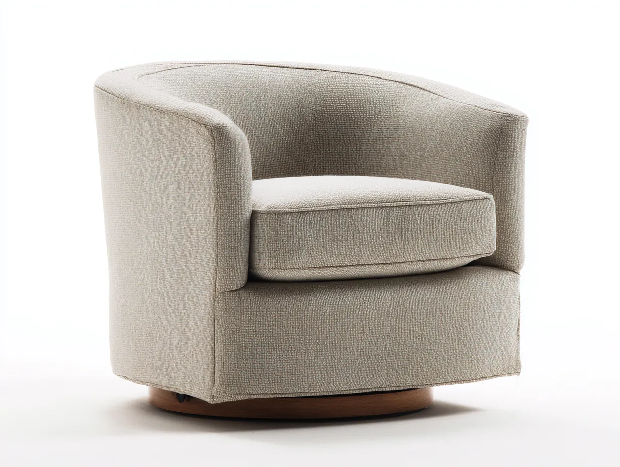 Sessel Stoff 88x86x82 cm - Beige - runder Drehsessel für Wohnzimmer-Ziluxcorner
