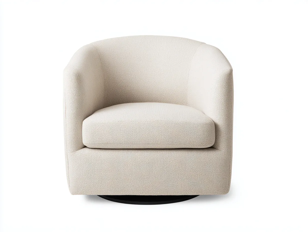 Sessel Stoff 84x82x80 cm - Creme - runder Loungesessel für Wohnzimmer-Ziluxcorner