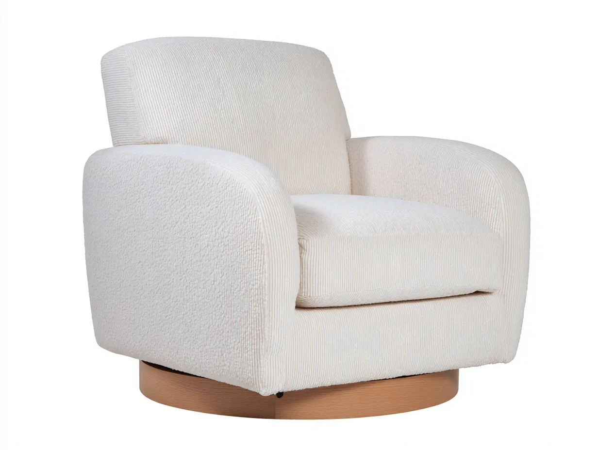 Sessel Strukturstoff 90x88x86 cm - Creme - drehbarer Wohnzimmersessel-Ziluxcorner