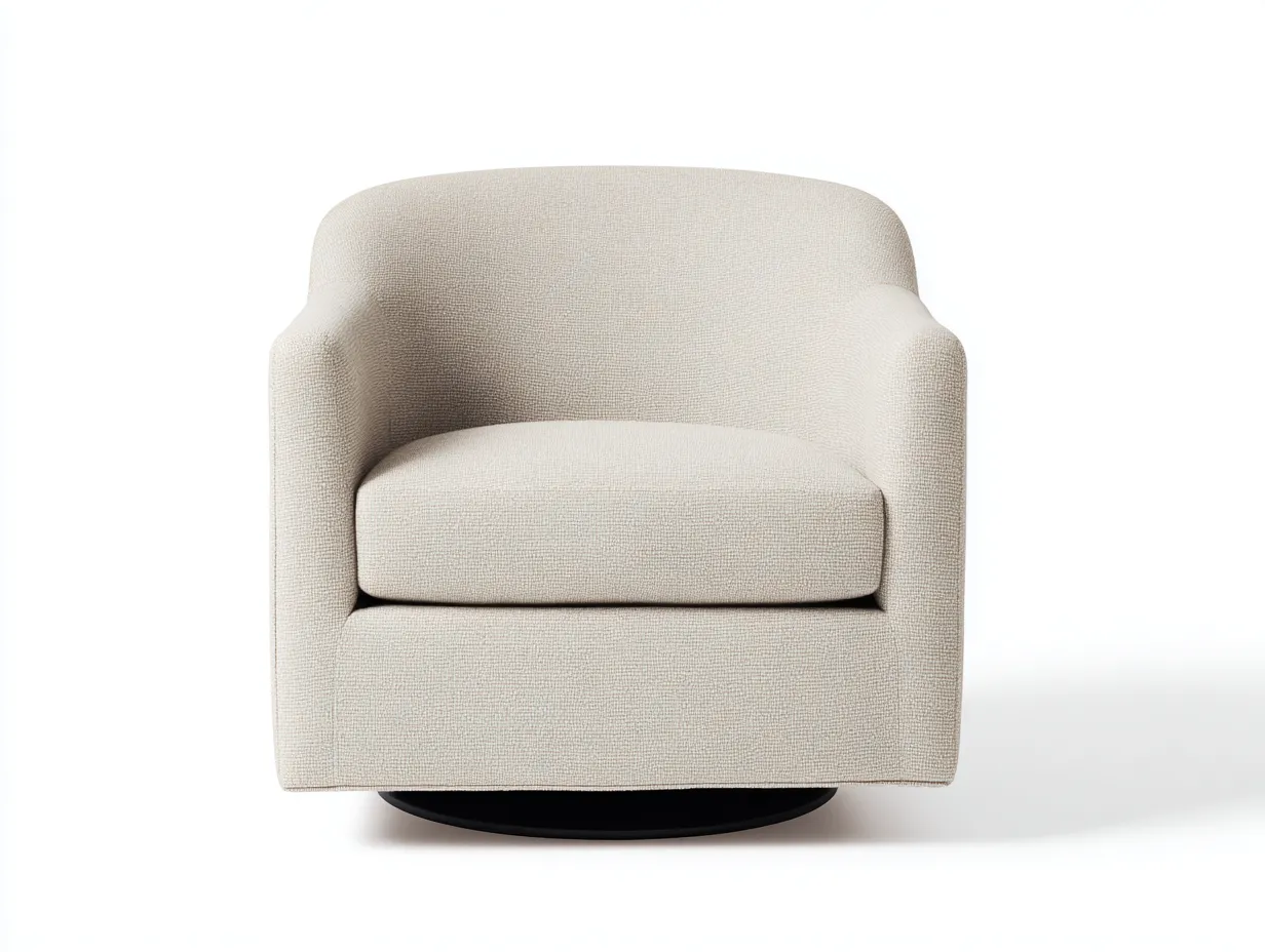 Sessel Stoff 90x87x82 cm - Creme - abgerundeter Sessel mit Drehbasis-Ziluxcorner