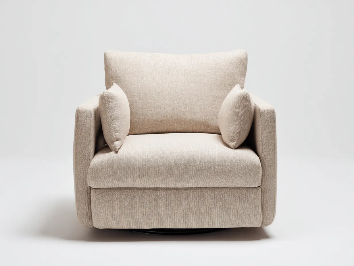 Sessel Stoff 92x88x90 cm - Beige - breiter Drehsessel für Wohnzimmer-Ziluxcorner