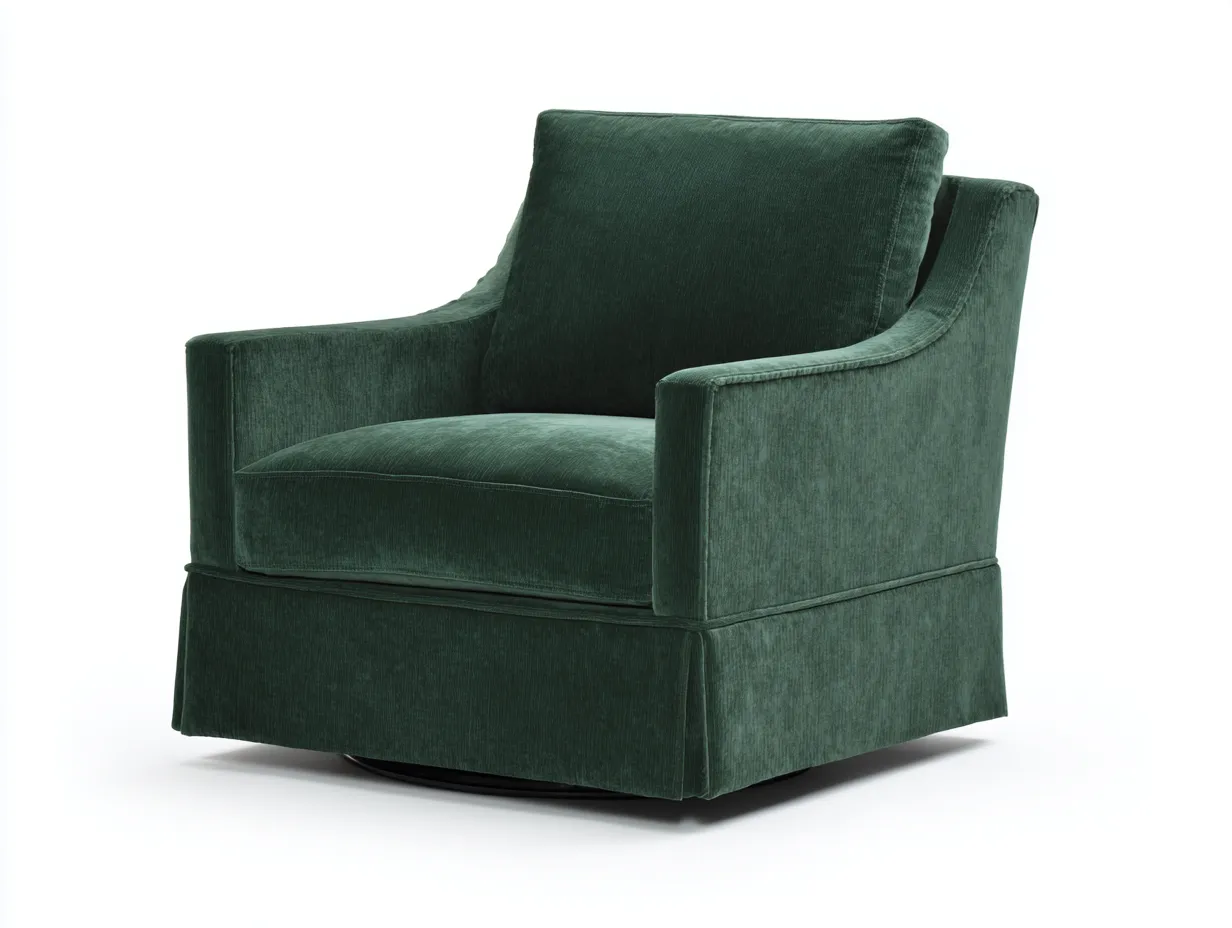 Sessel Samtstoff 91x89x88 cm - Dunkelgrün - Drehsessel für Wohnzimmer-Ziluxcorner