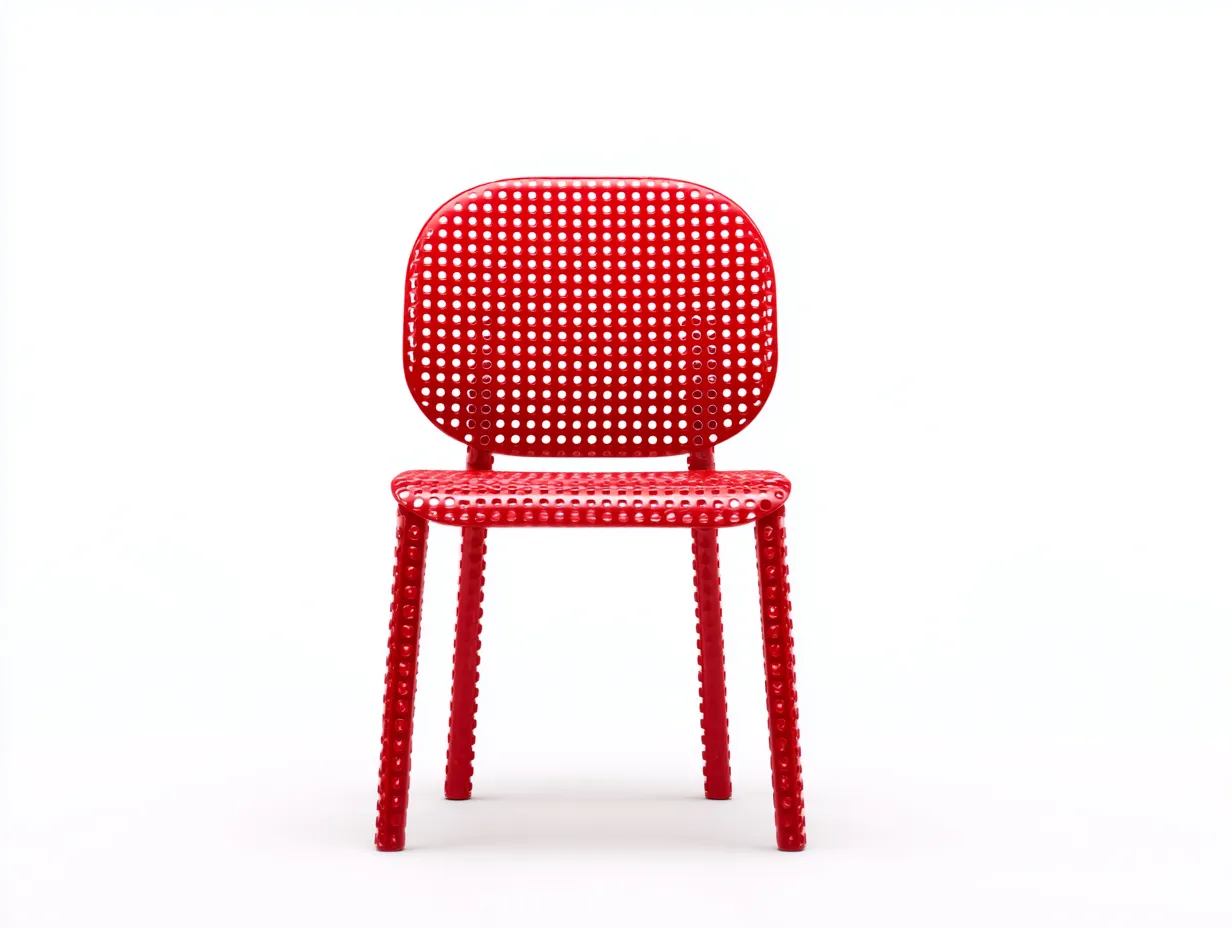 Esszimmerstuhl aus Kunststoff 47x52x81 cm - rot - mit perforierter Rückenlehne für Esszimmer-Ziluxcorner