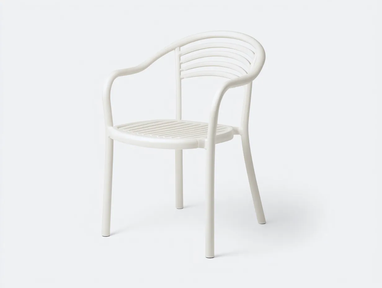 Esszimmerstuhl aus Kunststoff 59x56x80 cm - weiß - mit Armlehnen und Lamellenoptik-Ziluxcorner