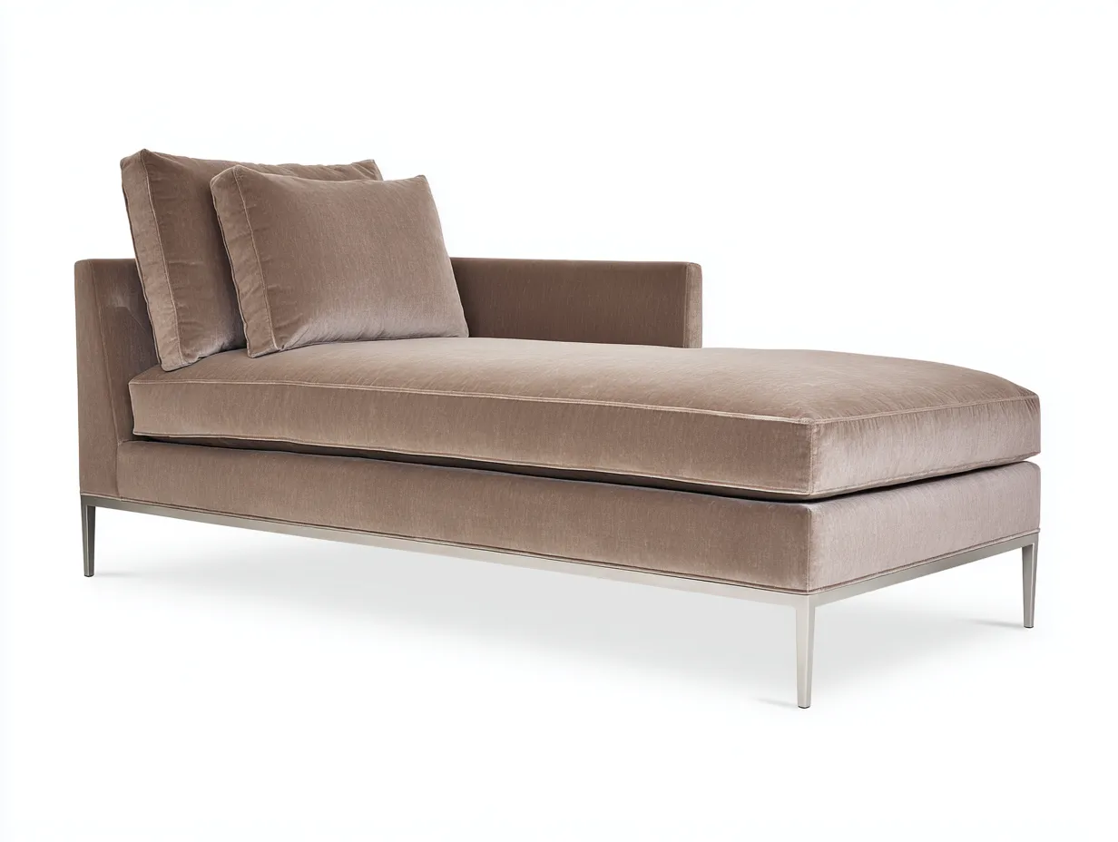 Chaiselongue Samt 188x82x81 cm - Taupe und Silber - elegante Metallbasis für Wohnzimmer-Ziluxcorner