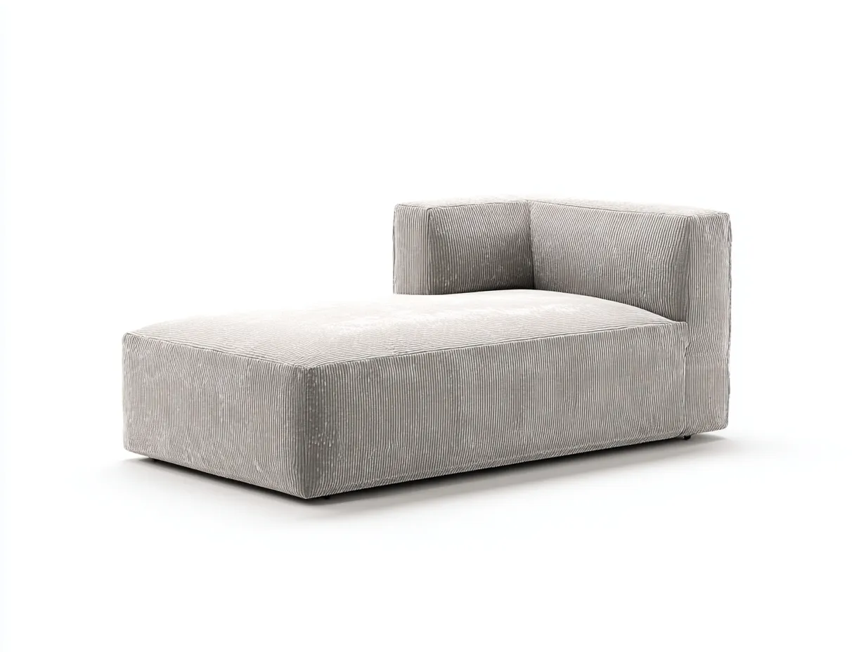 Chaiselongue Cordstoff 181x90x73 cm - Greige - weiche Blockform für Wohnzimmer-Ziluxcorner