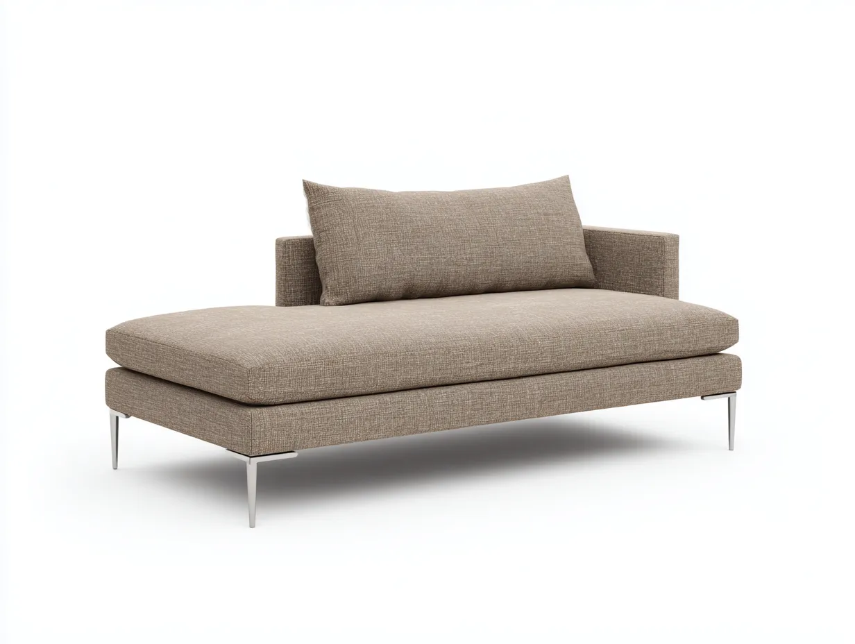 Chaiselongue Stoff 183x85x74 cm - Taupe und Silber - flache Wohnform für Wohnzimmer-Ziluxcorner