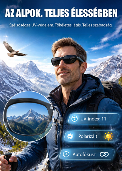 4 az 1-ben Intelligens Okosszemüveg (Csak 38g) | Autofókusz + Offline AI Fordító + 0,1s Sötétedés