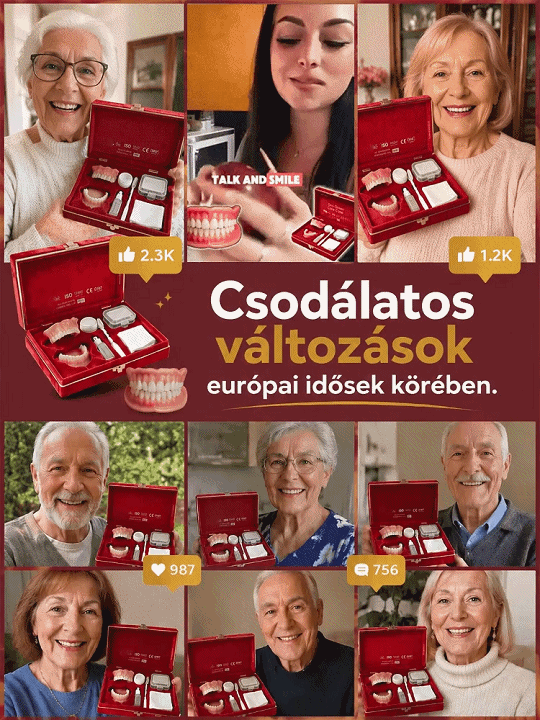 Ajándékdobozos új, teljes borítású fogpótlás készlet