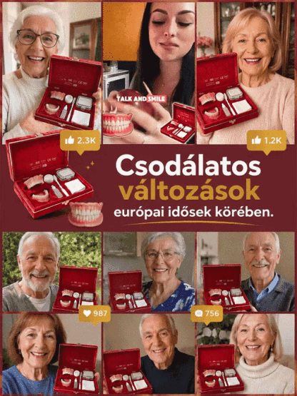 Ajándékdobozos új, teljes borítású fogpótlás készlet