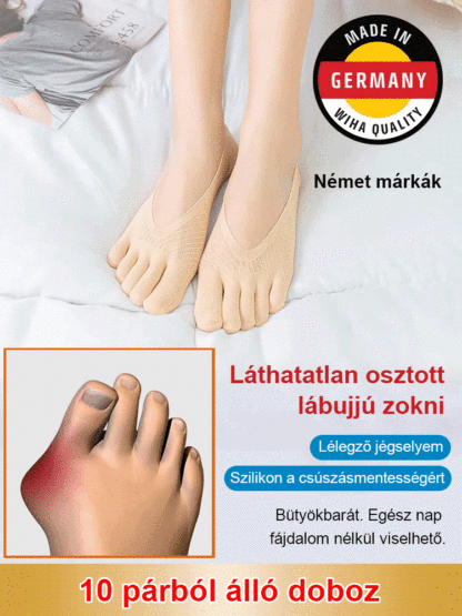 24 Órás Láthatatlan Bütyök Korrigáló Ötujjas Zokni | Uniszex & Csúszásgátló