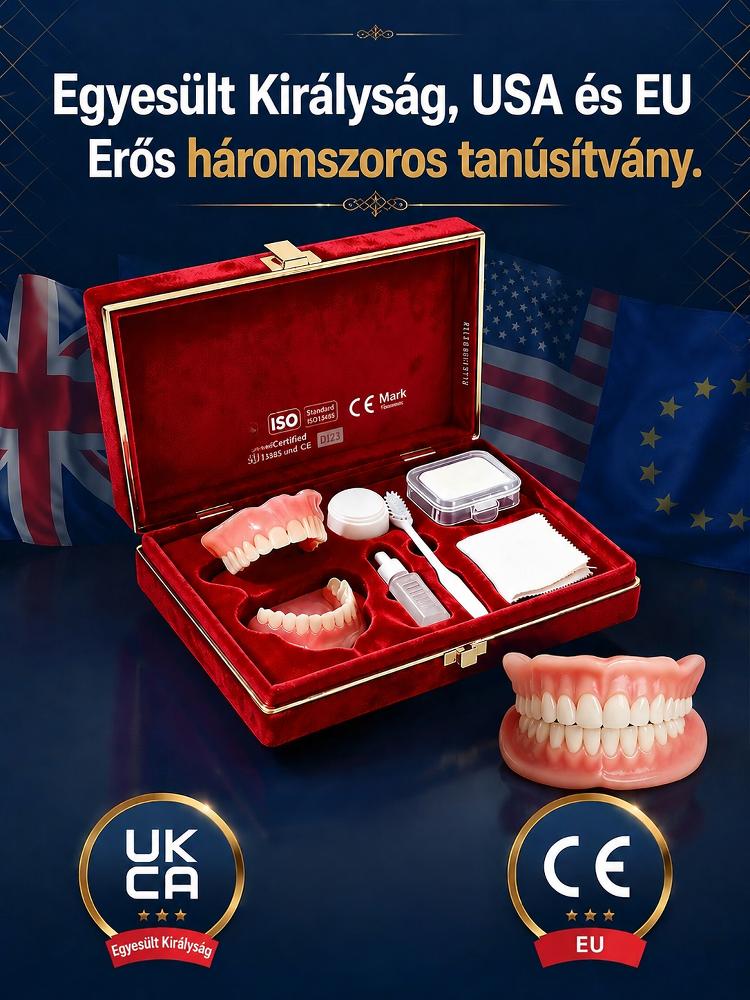 Ajándékdobozos új, teljes borítású fogpótlás készlet