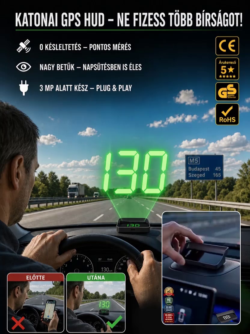 Prémium Autós HUD Kijelző | Katonai GPS Sebességmérő | Vége a VEDA Bírságoknak