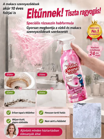 [Limitált Félár] Rózsaszín Habzó Tisztító Spray (460g) - Dörzsölés Nélküli Vízkő- és Penészoldó (pH 7.0 Csempevédelem)