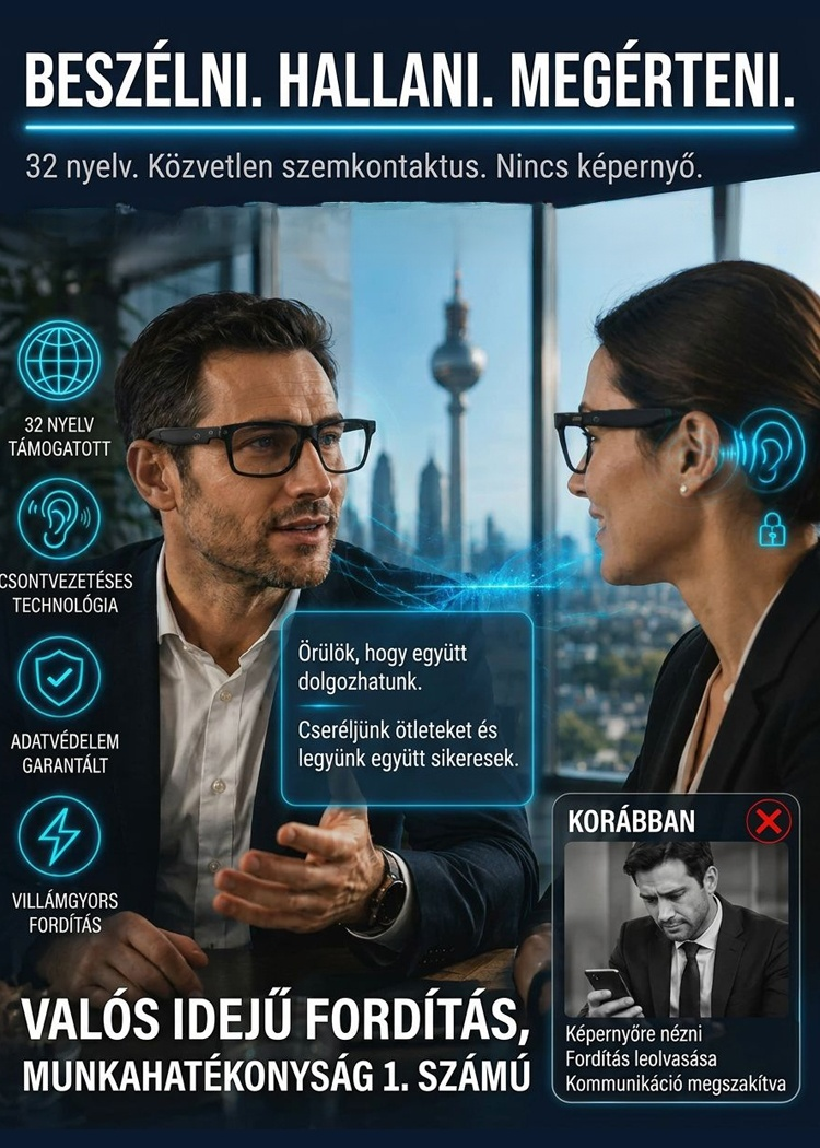 4 az 1-ben Intelligens Okosszemüveg (Csak 38g) | Autofókusz + Offline AI Fordító + 0,1s Sötétedés