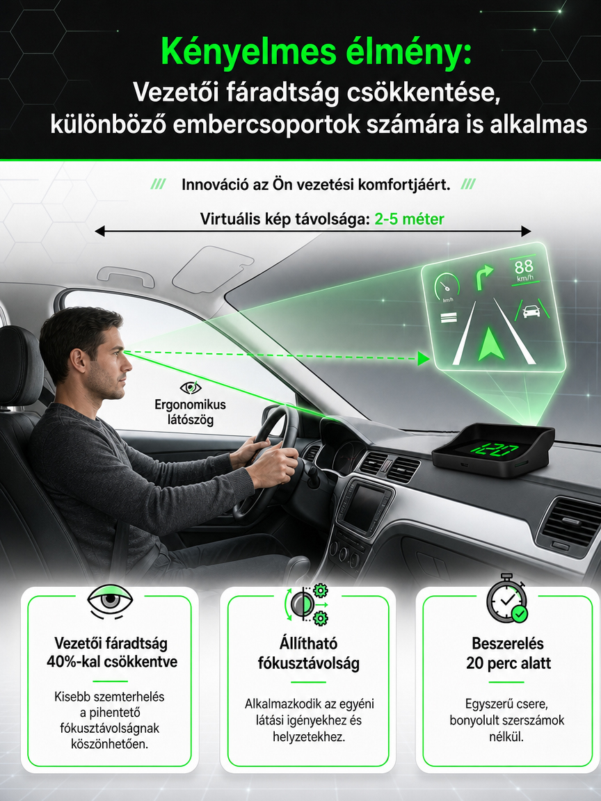 Prémium Autós HUD Kijelző | Katonai GPS Sebességmérő | Vége a VEDA Bírságoknak