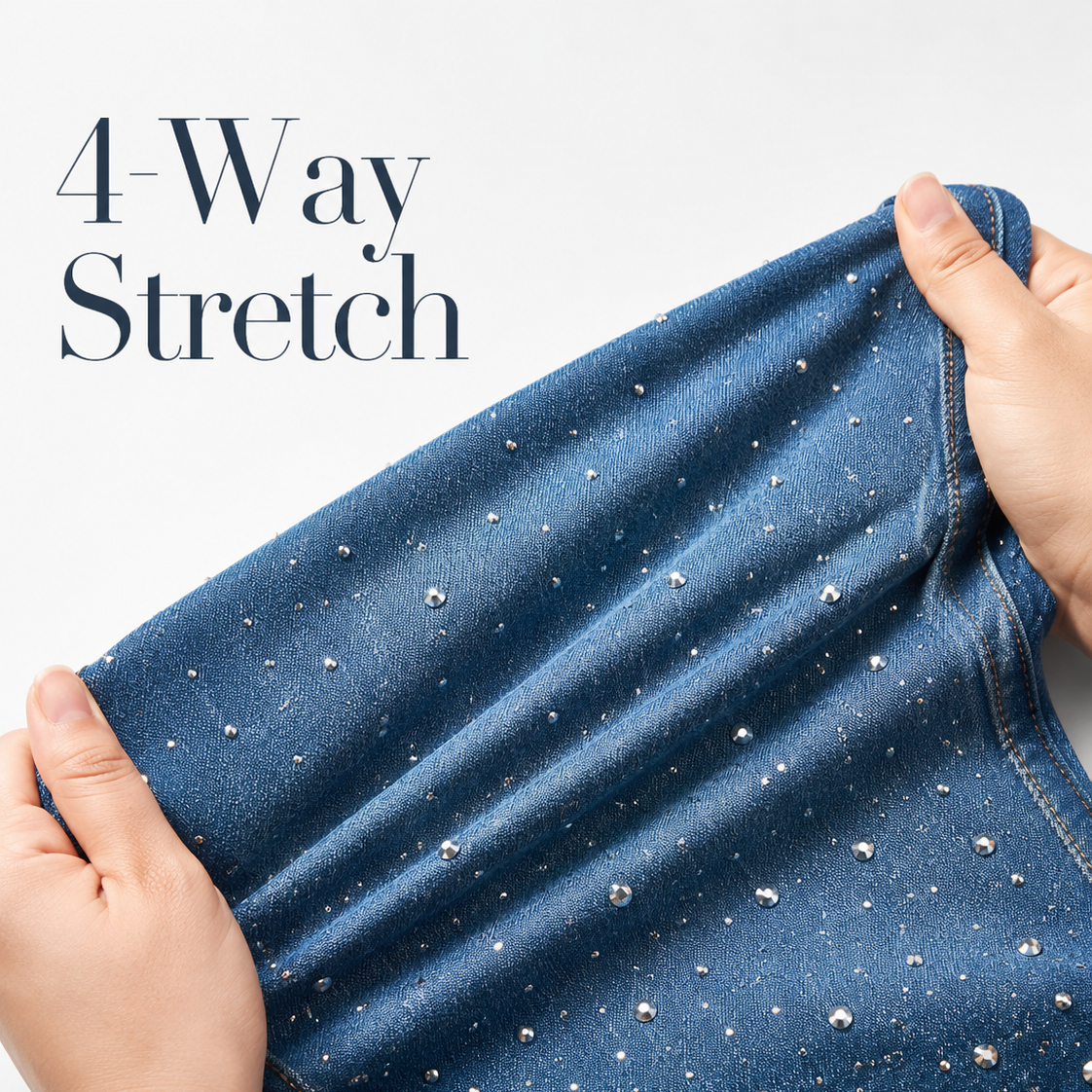 TinaD Sparkle Double Button Tummy Control Wide Leg Jeans