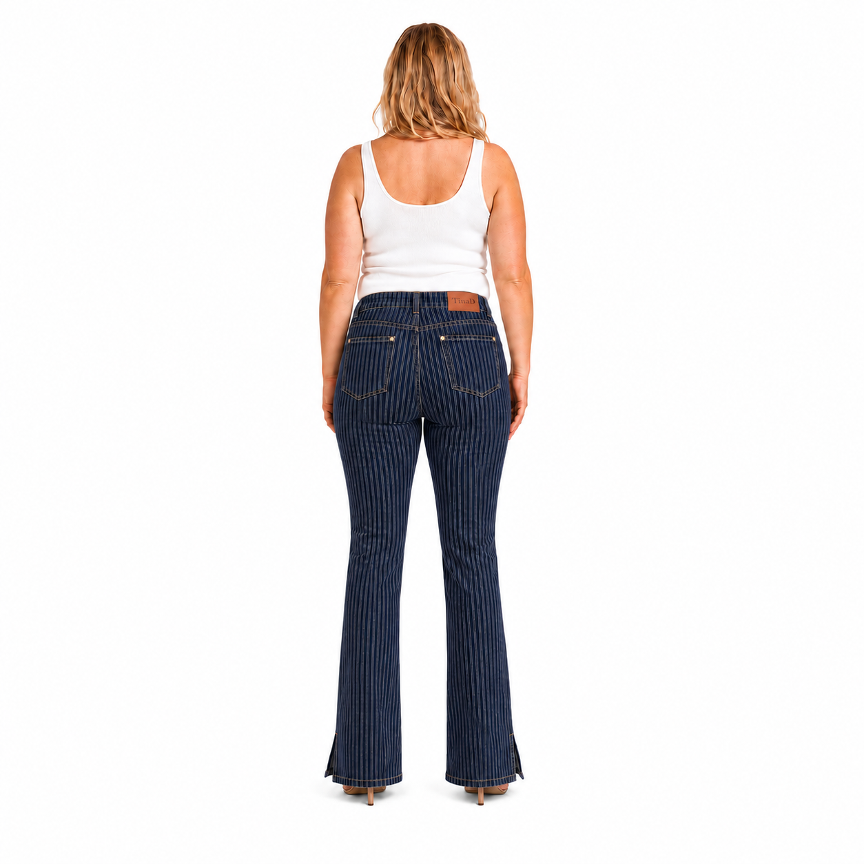 TinaD Striped 4-Way Stretch Tummy Slim Fit Bootcut Jeans